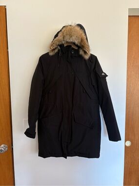 Penfield down jacket with coyote trim hood